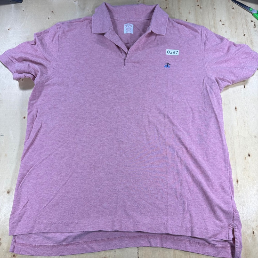 Brooks Brothers Mens Original Fit Performance Polo Pink Supima Cotton Large L